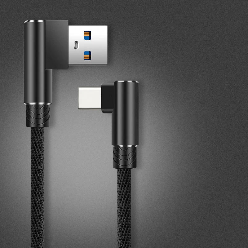 5A Dual 90 Degree Elbow USB Type C to USB C Cable PD 40W USB C Fast Charging Cord Wire For MacBook Pro iPad Xiaomi POCO Samsung