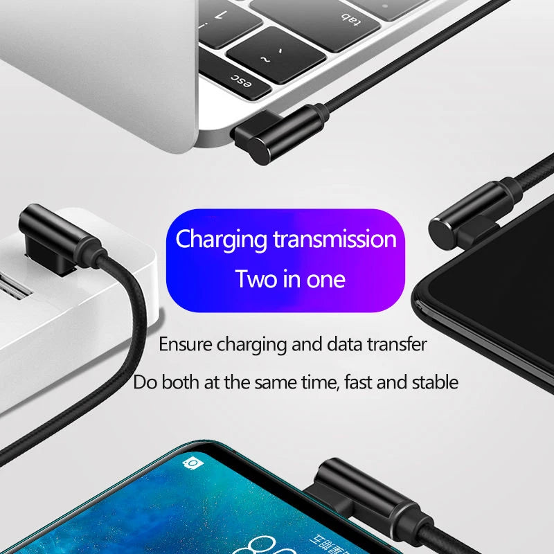 5A Dual 90 Degree Elbow USB Type C to USB C Cable PD 40W USB C Fast Charging Cord Wire For MacBook Pro iPad Xiaomi POCO Samsung