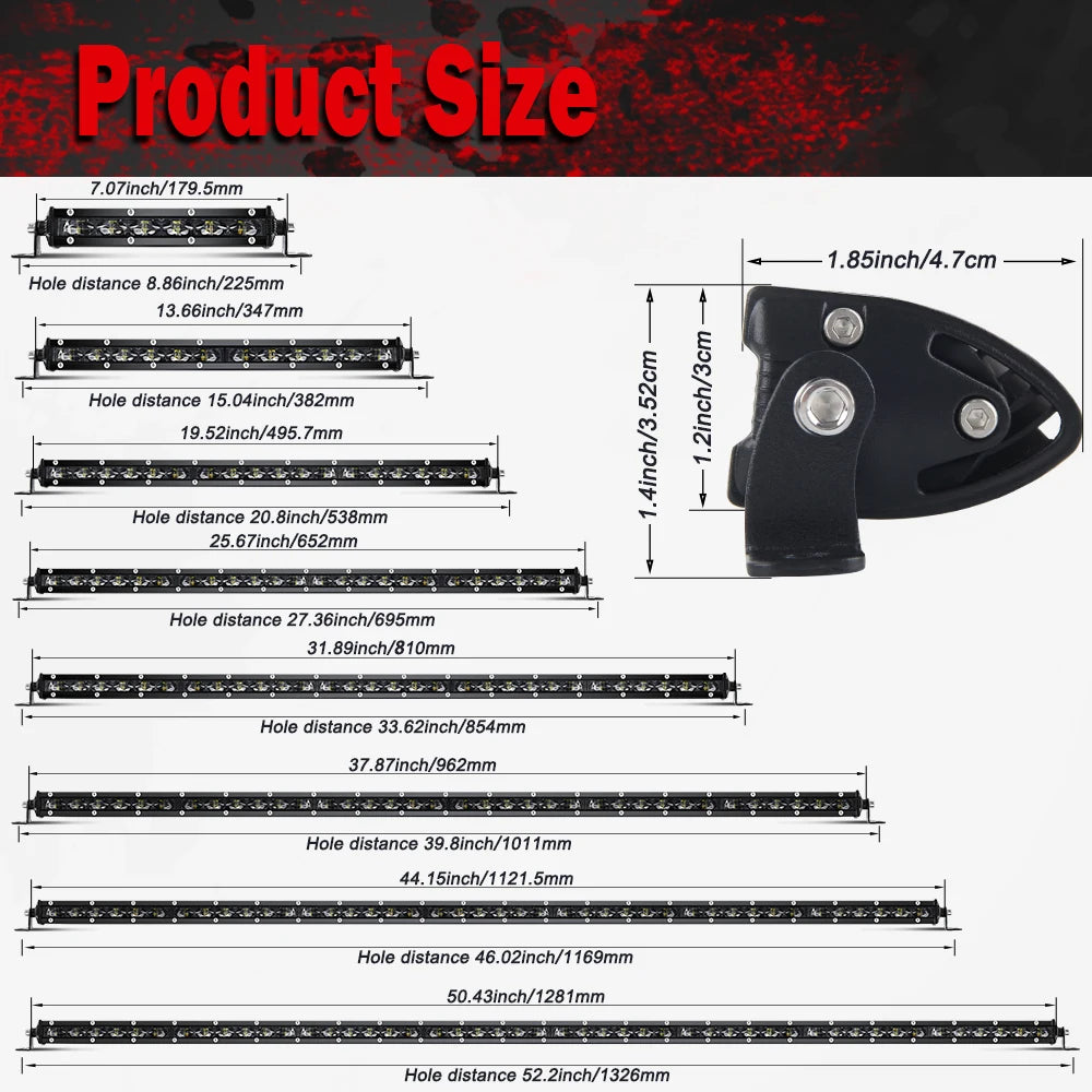 CO LIGHT 50" Slim 32inch 4x4 Led Bar Spot Flood 44 inch 80000LM Offroad Led Light Bar for Driving Trucks Tractor Boat 12V 24V