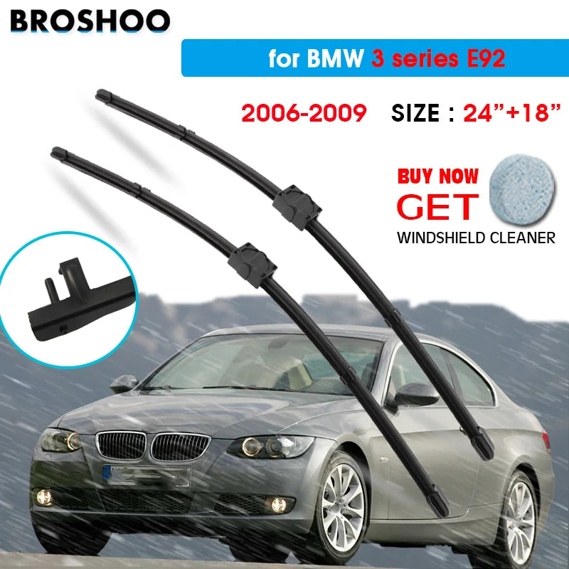Car Wiper Blade For BMW 3 Series E92 24"+18" 2006-2009 Auto Windscreen Windshield Wipers Blade Window Wash Car Equipped Side Pin