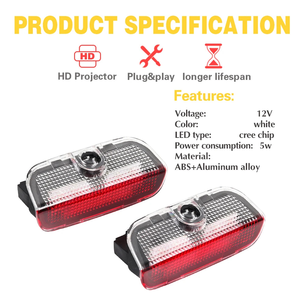 LED Car Door Welcome Projector Ghost Shadow Light Bulb Accessories For VW Tiguan MK1 MK2 Scirocco Touran 5T1 Sharan 7N Arteon CC
