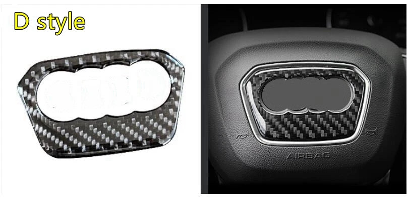 Car Carbon Fiber Steering Wheel Logo Sticker Frame Cover For Audi A1 A3 A4 A5 A6 A7 Q3 A6 C7 Q5 A8 Q7 B6 B7 Auto Accessories