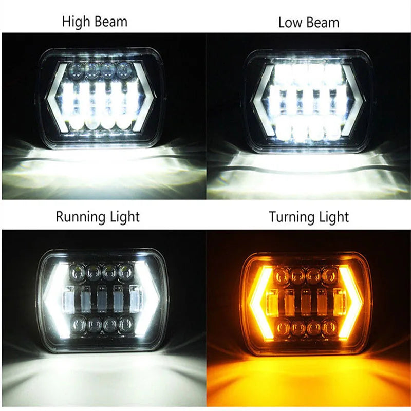 5x7 4x6 Square 7Inch LED Headlight 55W Led Headlamp Hi/Low Turn Signal for 4x4 Suzuki Samurai Jeep Wrangler Off Road