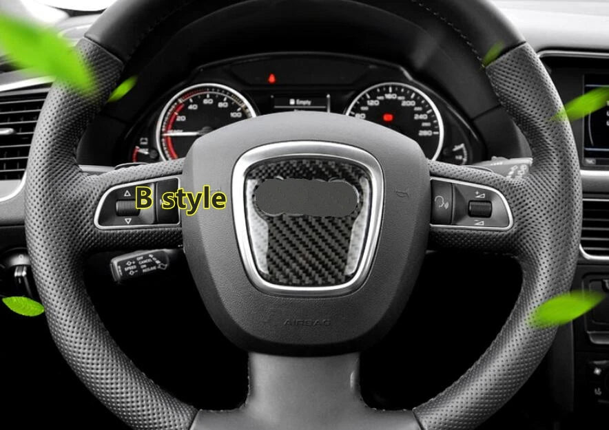 Car Carbon Fiber Steering Wheel Logo Sticker Frame Cover For Audi A1 A3 A4 A5 A6 A7 Q3 A6 C7 Q5 A8 Q7 B6 B7 Auto Accessories