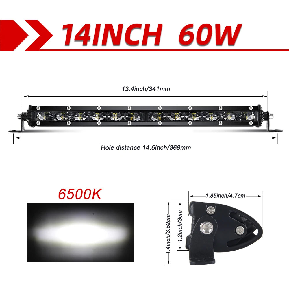 CO LIGHT 50" Slim 32inch 4x4 Led Bar Spot Flood 44 inch 80000LM Offroad Led Light Bar for Driving Trucks Tractor Boat 12V 24V