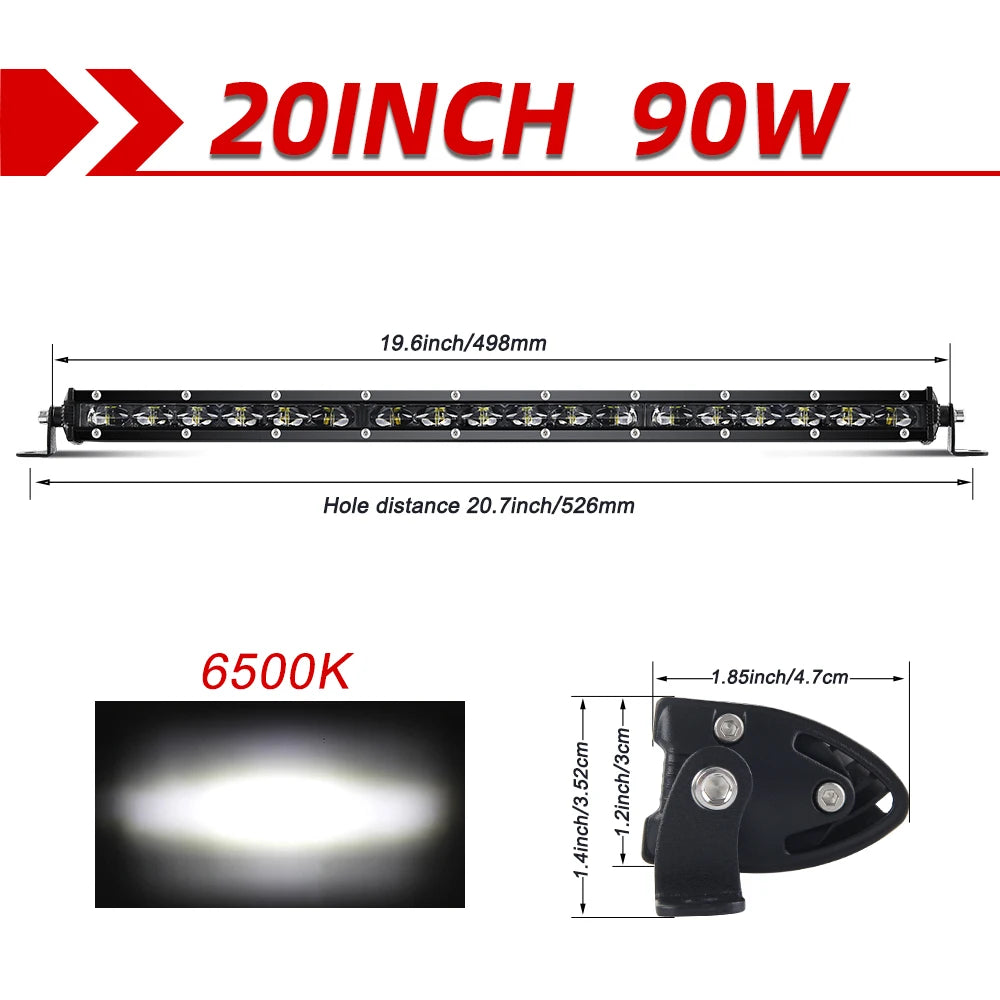 CO LIGHT 50" Slim 32inch 4x4 Led Bar Spot Flood 44 inch 80000LM Offroad Led Light Bar for Driving Trucks Tractor Boat 12V 24V
