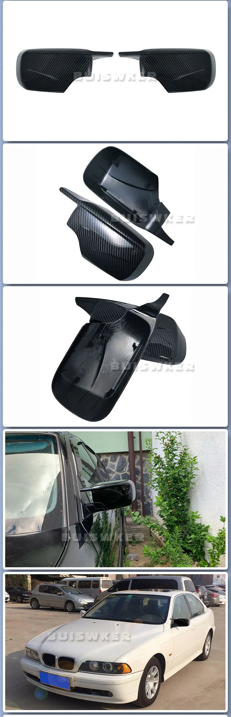 For BMW E46 E39 4 Door 3 Series 1998-2005 High Quality Door Rearview Mirror Cover Cap Side Black 2021 M3 M4 Style