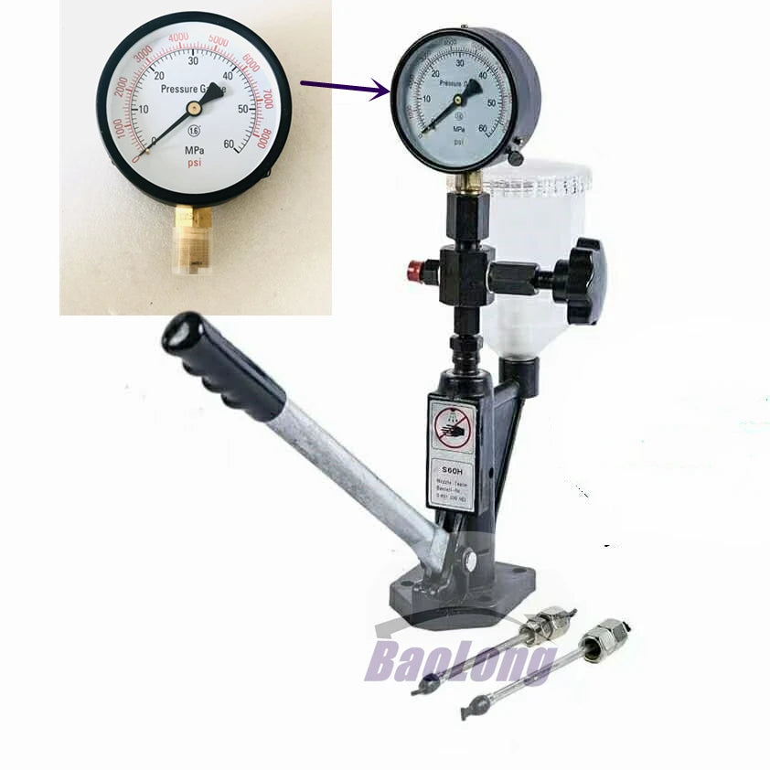 0-60Mpa Pressure Gauge for S60h Diesel Injector Nozzle Tester 0-8000Psi Pressure Meter Testing Tool