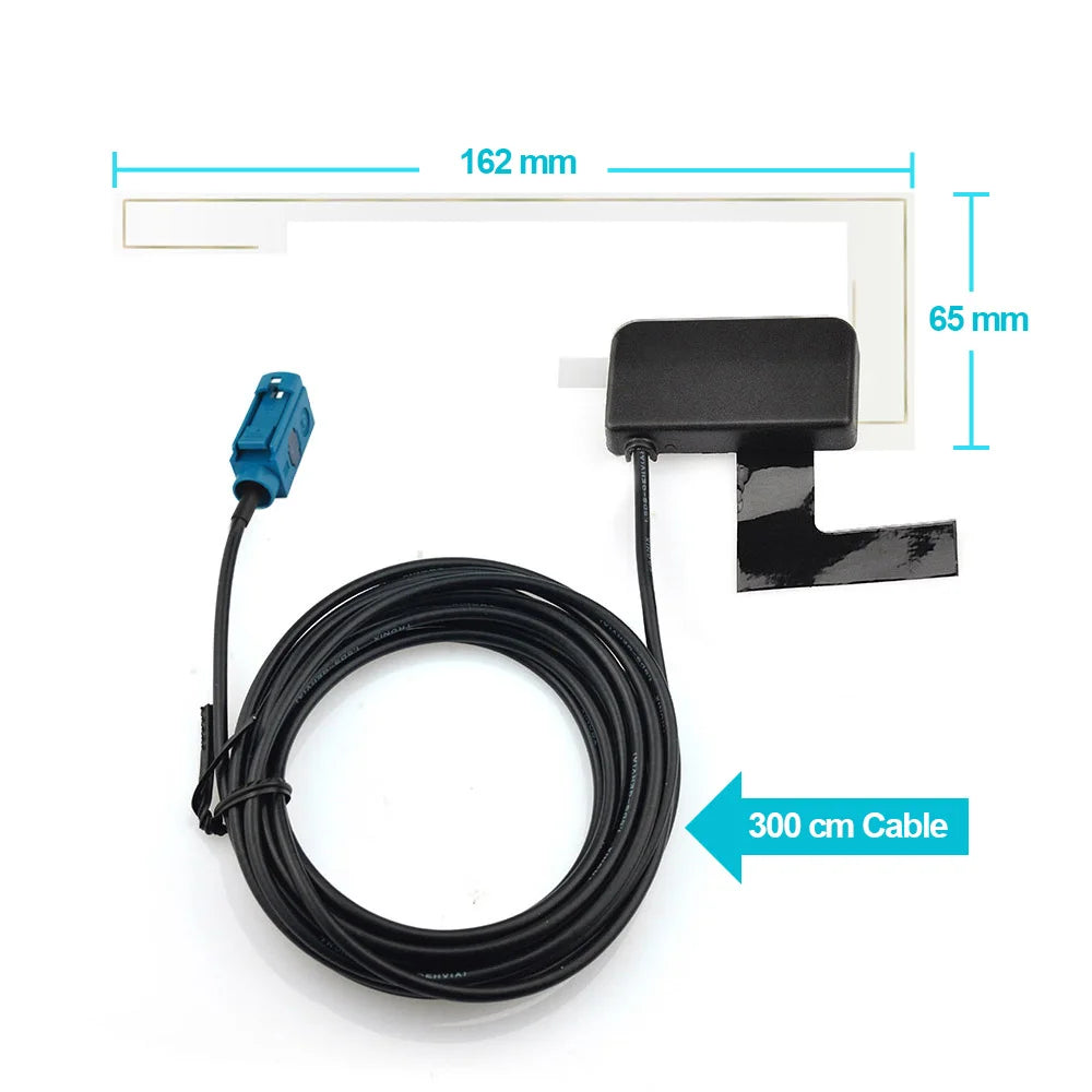 Eightwood Universal Car DAB Radio Active Antenna Fakra Z Female Glass Mount 300cm Cable for Alpine JVC Pure Highway Europe Auto
