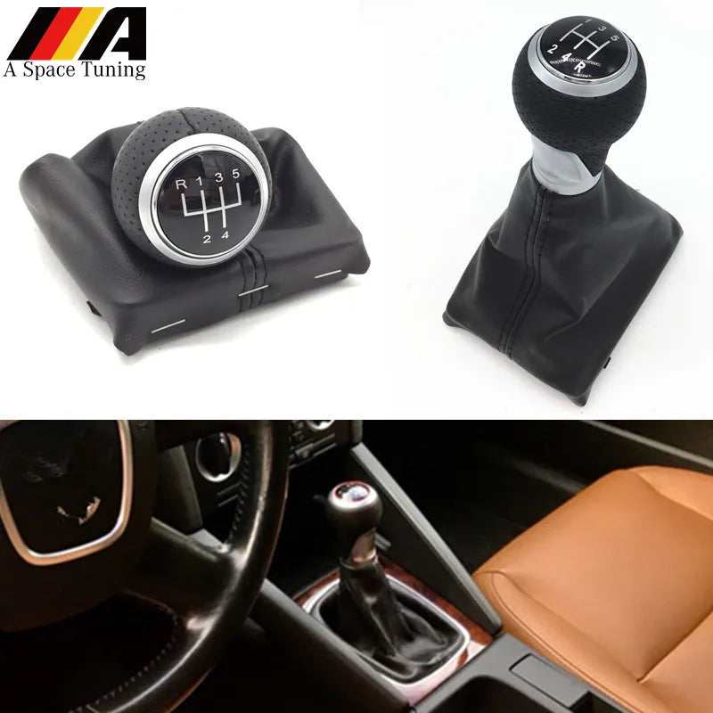 5/6 Speed Manual Gear Shift Knob Lever Stick Arm Pen Gaiter Boot Cover Case For Audi A4 S4 B8 8K A5 8T Q5 8R S Line 2007-2015