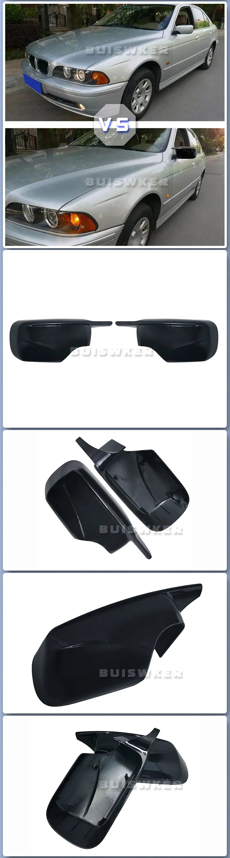 For BMW E46 E39 4 Door 3 Series 1998-2005 High Quality Door Rearview Mirror Cover Cap Side Black 2021 M3 M4 Style
