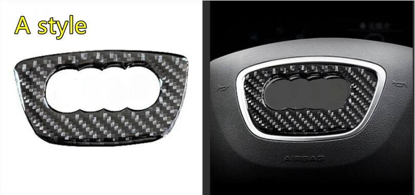 Car Carbon Fiber Steering Wheel Logo Sticker Frame Cover For Audi A1 A3 A4 A5 A6 A7 Q3 A6 C7 Q5 A8 Q7 B6 B7 Auto Accessories