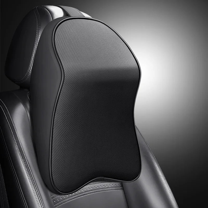 3D Nappa Leather Memory Foam Headrest Car Neck Pillow Support Neck Rest Pillow for Car Pain Relief Travel Neck Support
