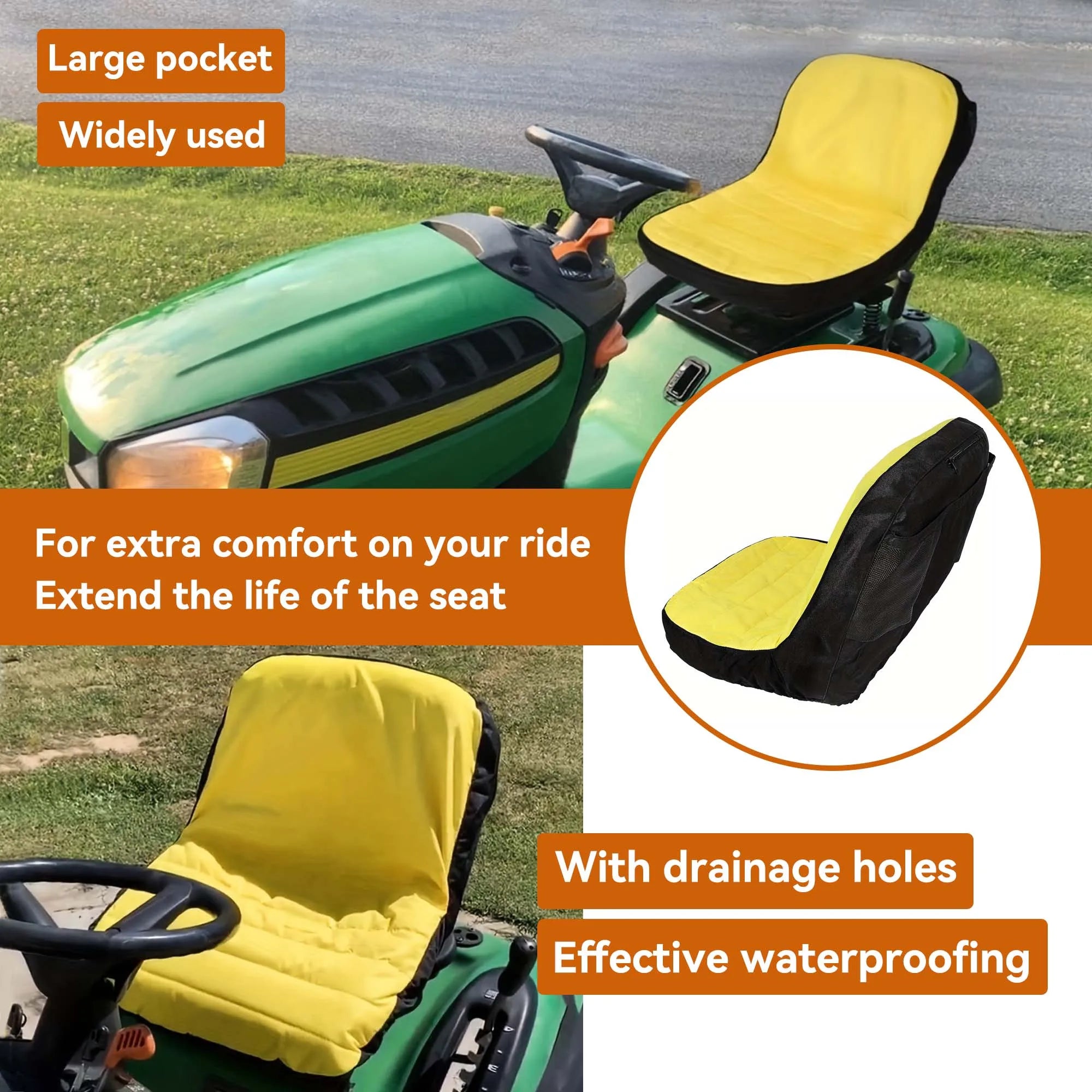Riding Lawn Mower Cushioned Seat Cover LP92334 for John Deere Mower Tractor & Gator Weatherproof Seats up to 18" High Oxford 300