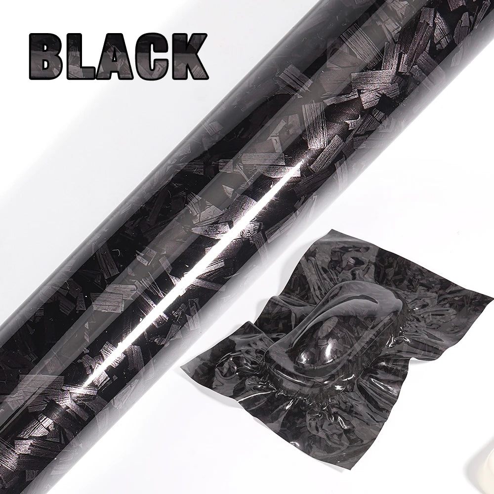 50/30cm*300cm High Glossy Black Gold Silver Red Forged Carbon Fiber Vinyl Wrap Film on the Hood Adhesive Vinyl for Car Stickers