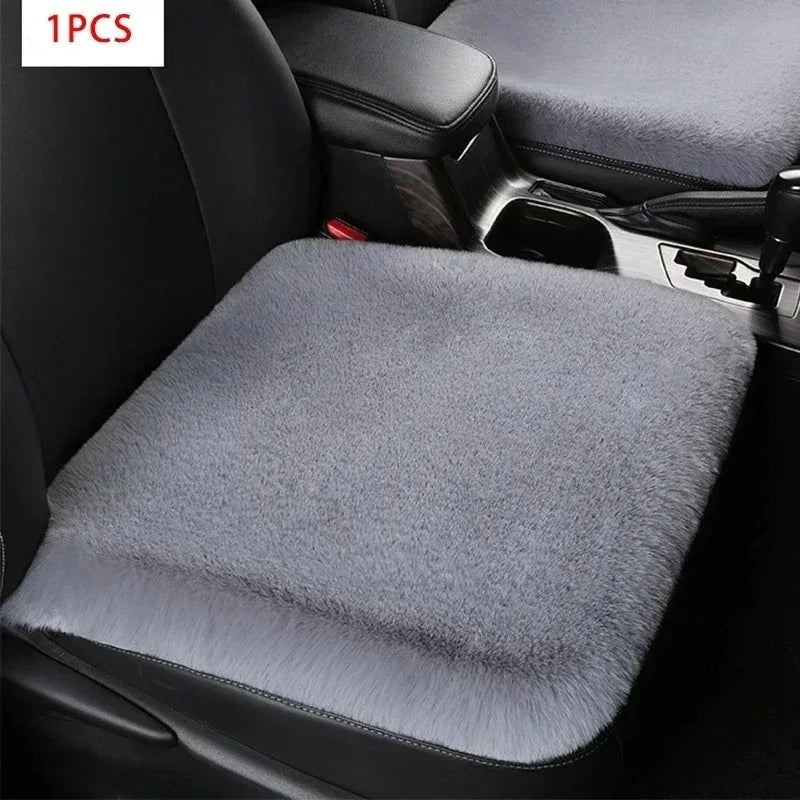 Plush Rabbit Fur Car Seat Cushion Winter Warmth Thick Wool Square Multicolor Cushion for Main Driver or Co-pilot Cover Universal