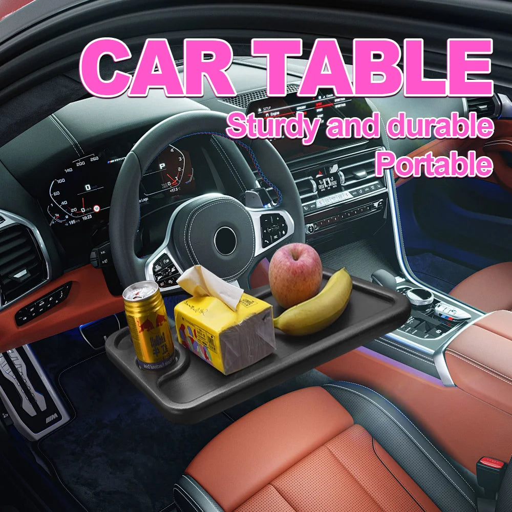 2 In 1 Sturdy And Durable Car Table Universal Car Steering Wheel Desktop Tray Vehicle Table Car Tray Board Stand Car Food Desk