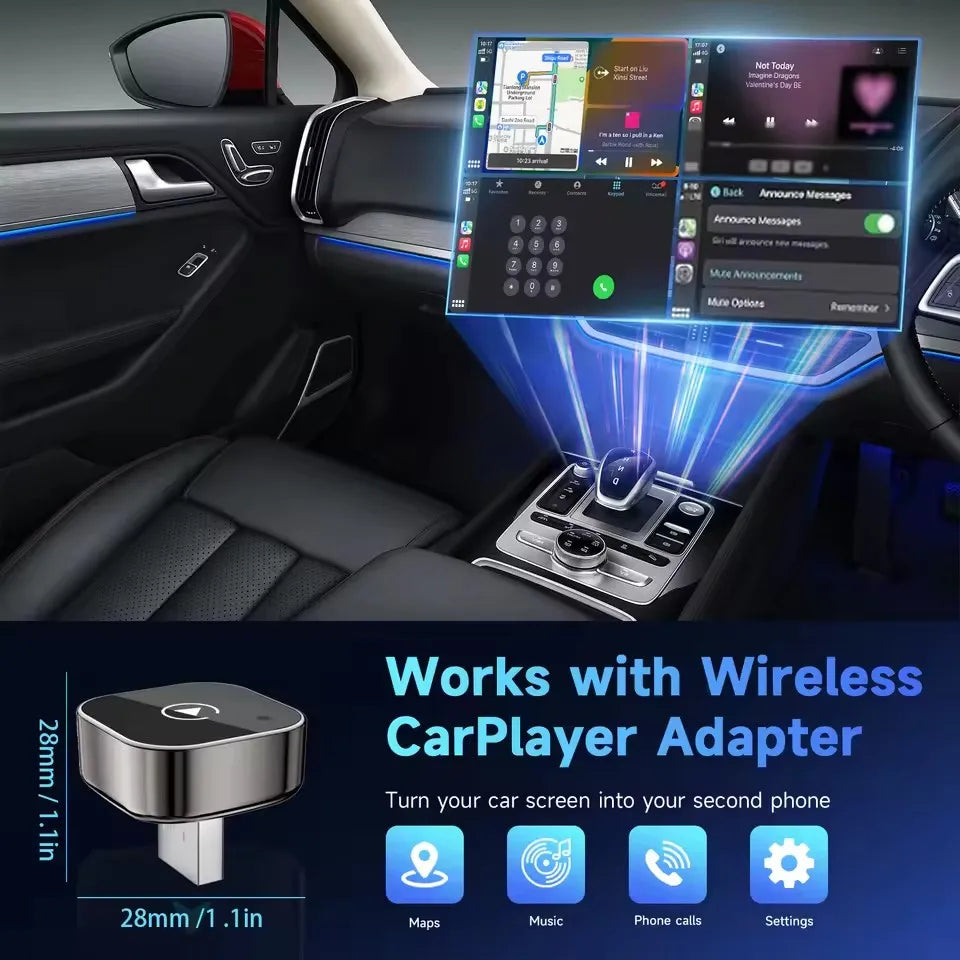 Pionray 2-in-1 Wireless CarPlay And Android Auto Adapter AI Smart Box Universal Compatibility for All Cars