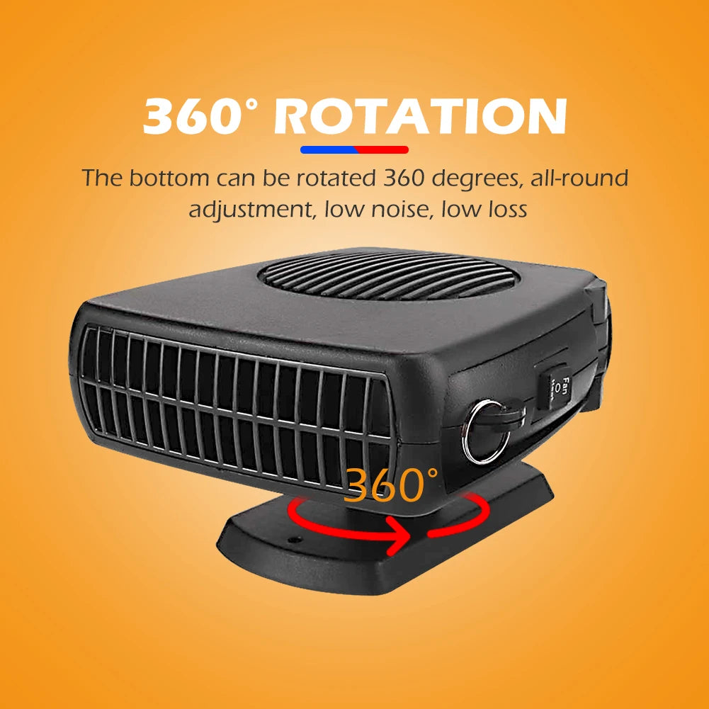 150W Car Heater 12V Electric Cooling Heating Fan Electric Heater Fan Windshield Defogging Demister Defroster Car Supplies