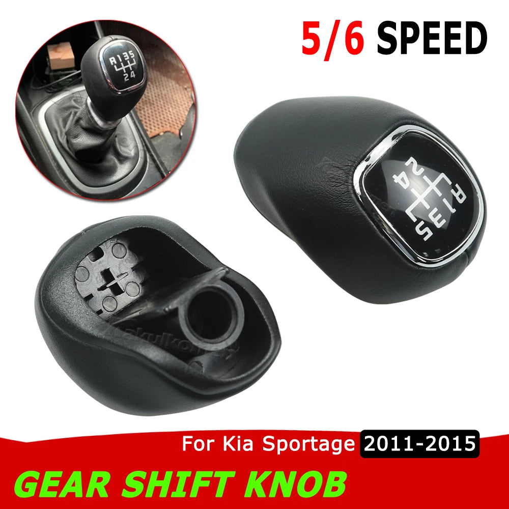 5 6 Speed Leather Gear Knob Shift Lever Shifter Handball For KIA Sportage 2011-2015 For Rio 3 5 VELOSTER 2013 2014 2015