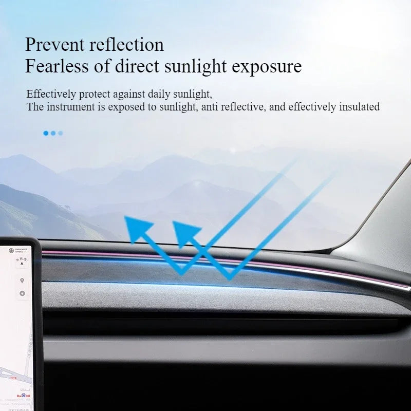 For Tesla Model Y Juniper 2025 Model 3/Y Dashboard Cover Pad Suede Sunshade Protector Anti-UV Dash Mat Non-slip Pads Accessories