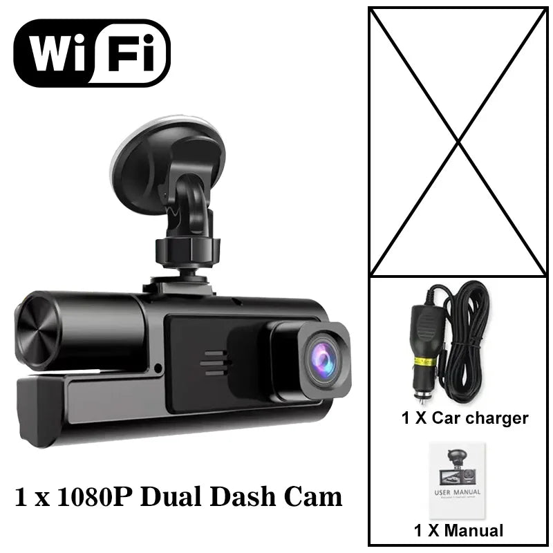 WIFI 3 Camera Car DVR Mini 1080P Inside Vehicle Dash Cam Three Channel DVRs Recorder Video Registrator Mini Dashcam Camcorder