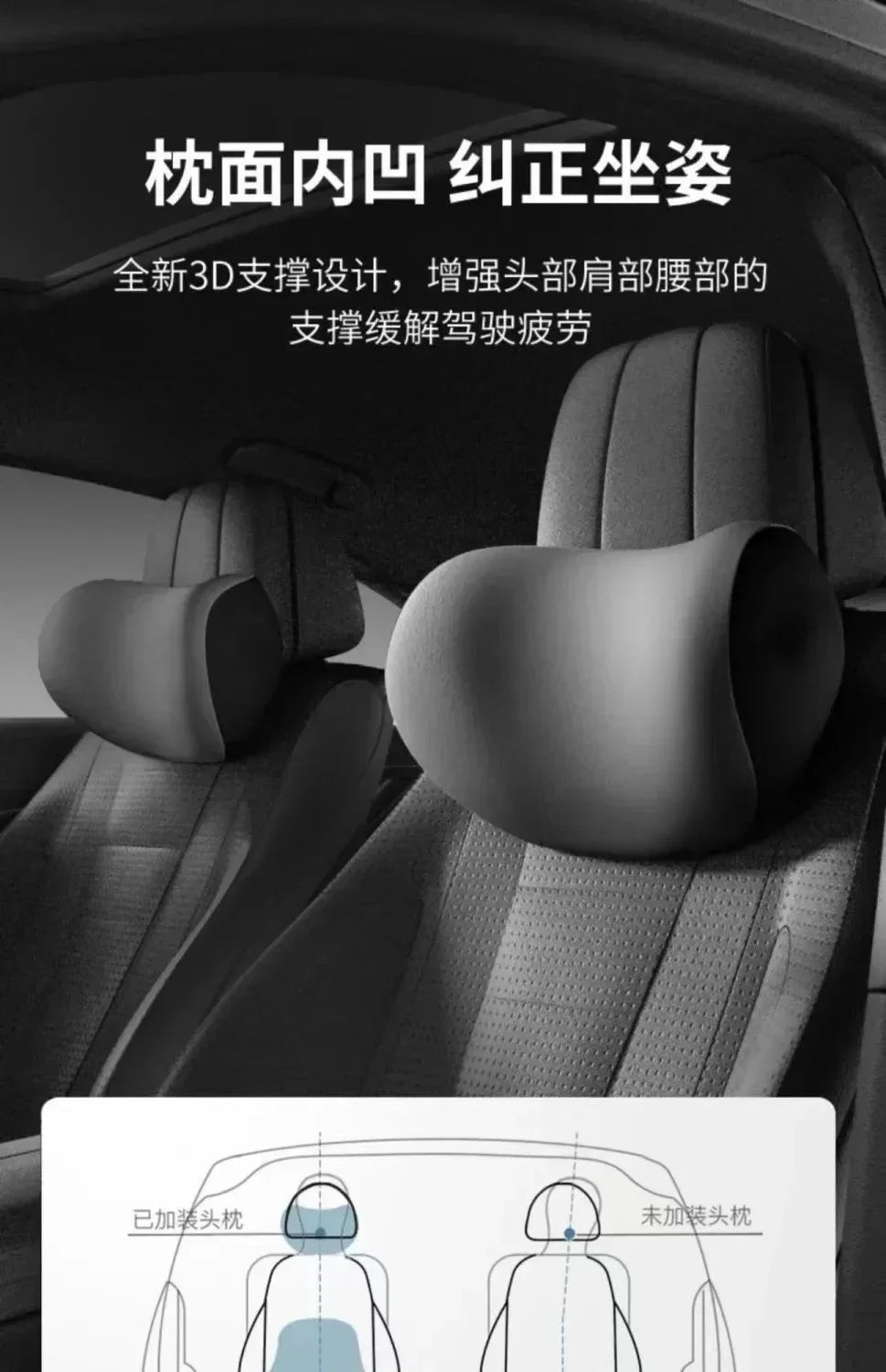 Car Headrest/Lumbar Support Car Neck Pillow Waist Cushion Driver Seat Backrest Car Cushion Driving Lumbar Support Waist Support