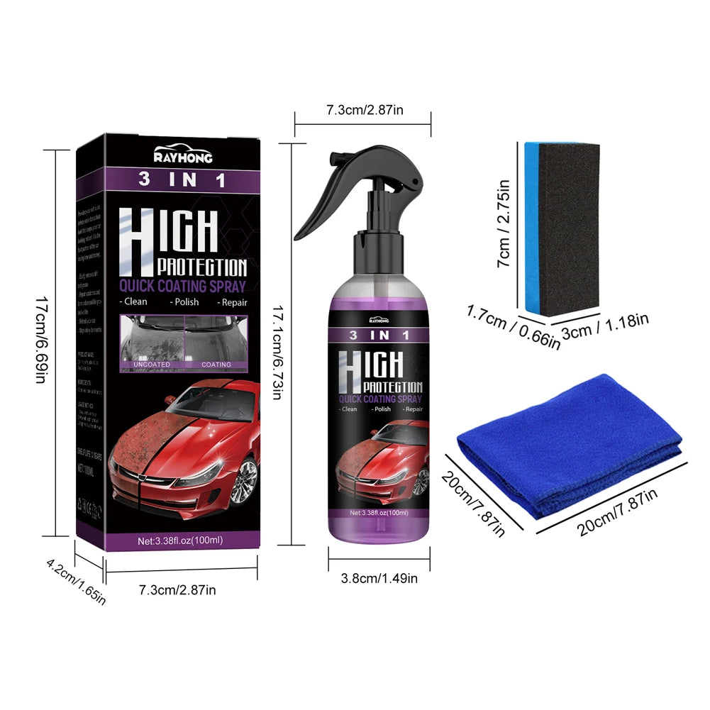 3 In 1 High Protection Quick Ceramic Coating Spray Powerful Auto Nano Spray Car Wax Polishing Spray Scratch Remover Car Products