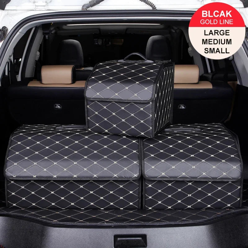 Car Trunk Organizer Box Large Capacity Auto Multiuse Tools Storage Bag Stowing Tidying Leather Folding for Emergency