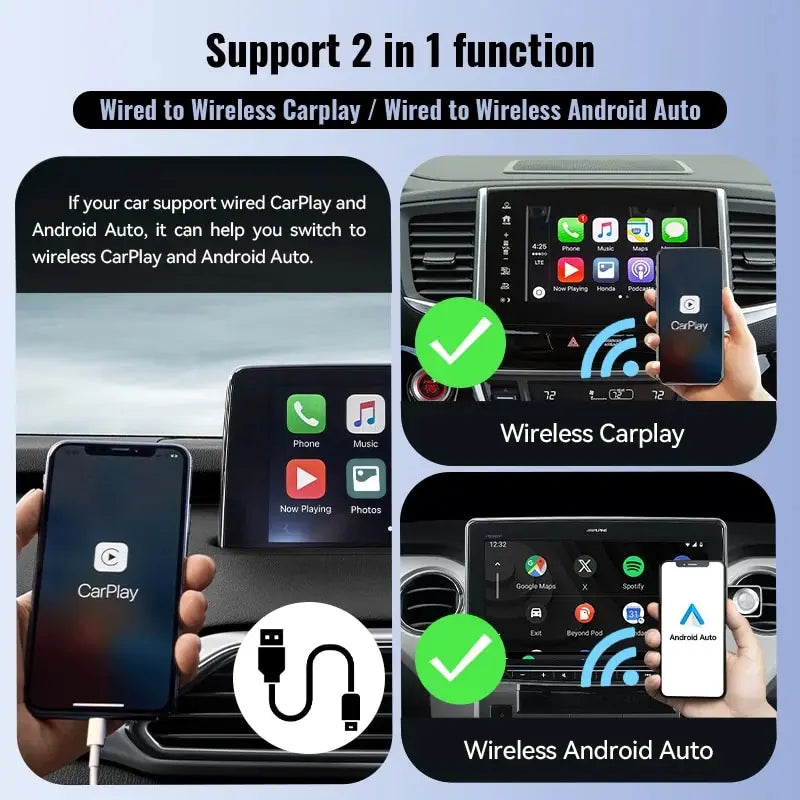 XUDA 2025  Wireless CarPlay Android Auto Wireless Adapter Smart Mini Box Plug And Play WiFi Fast Connect Universal For Nissan
