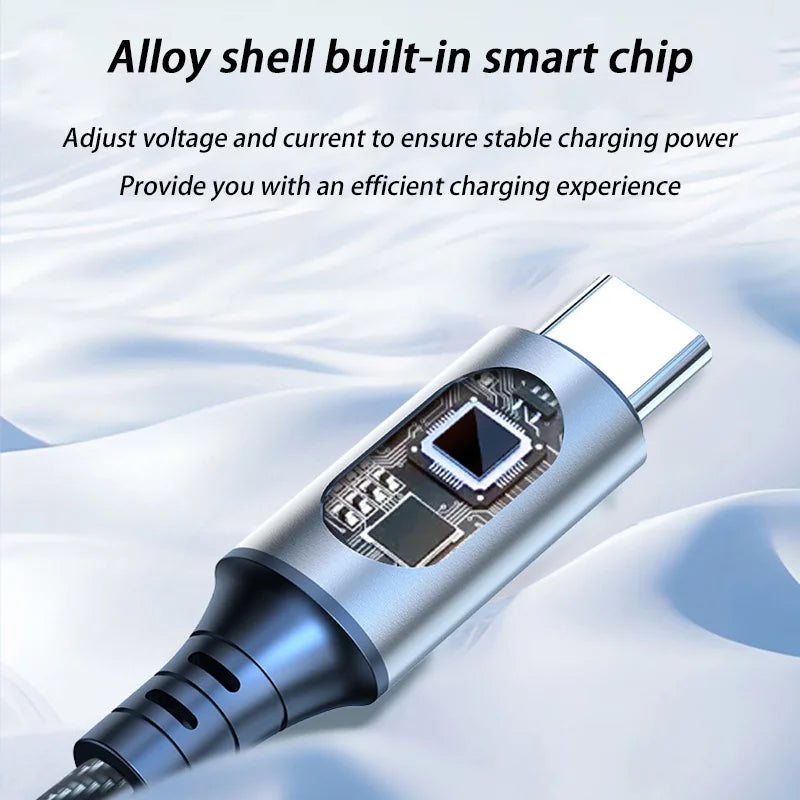 120W Ultra Fast Charge Type C USB Cable LED Digital Display Quick Charging Data Cord For iPhone Samsung Redmi Huawei 2026 New