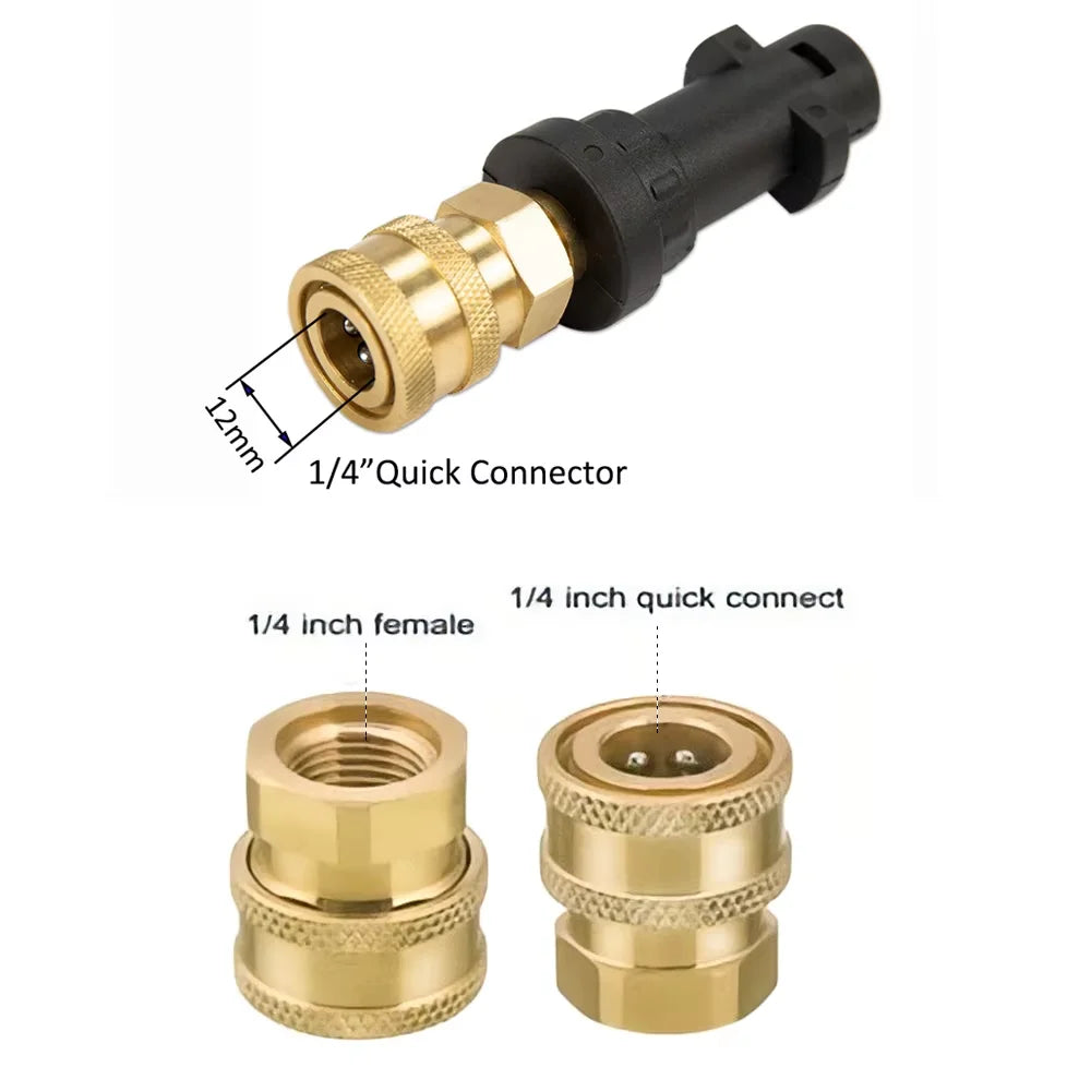 Pressure Washer Quick Connector 1/4" to Spray Gun Wand Lance Bayonet Adapter 1/4" quick disconnect release fitting for Karcher