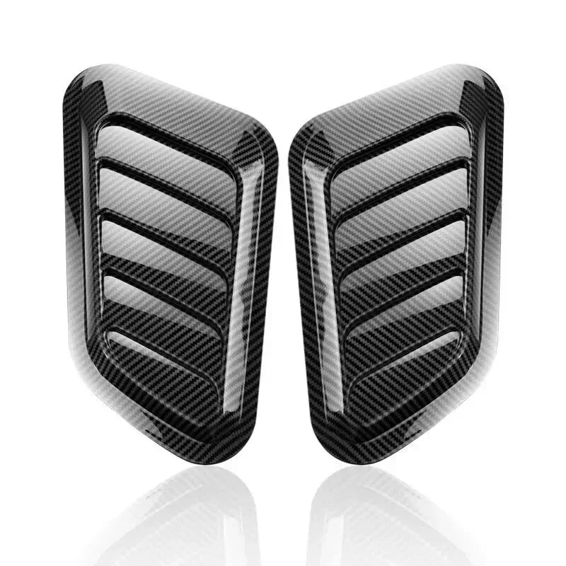 2Pcs Universal Carbon Fiber Car Hood Decoration Personality Shark Gills Simulation Air Outlet Design Durable Pasted Leaf Board