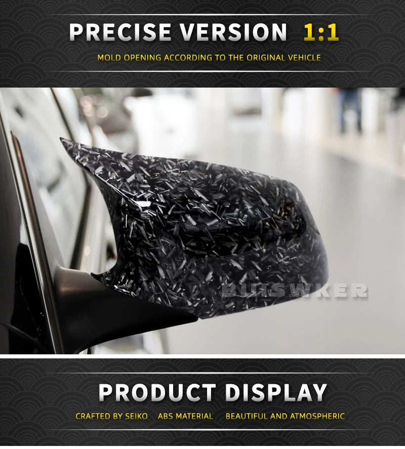 F10 F11 Car Rearview Mirror Cap Side Mirror Covers Carbon Fiber Style Black Fit For BMW 5 Series F18 Pre-LCI 2010-2013