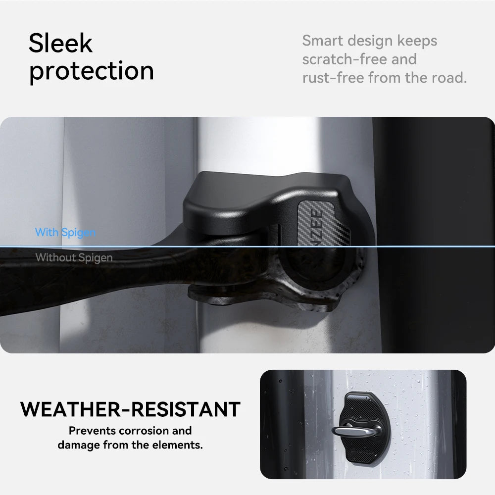 YZ For Tesla Model 3 Y Highland Juniper 4Pcs Car Door Shock Absorber Car Lock Cover Protective Sticker imitation Carbon Fiber