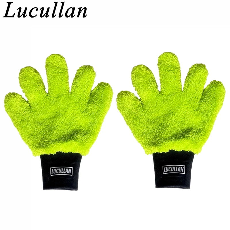 Lucullan Double Side Microfiber 5 Finger Mitt Super Soft Scratch Free Flexibility Conforms To Any Shape