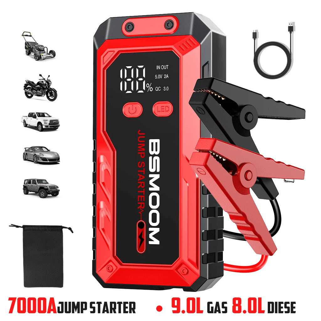 BSMOOM 7000A Car Jump Starter Big Power Bank Car Battery Booster 12V Car Starting Device for Petrol 9.0L Diesel 8.0L