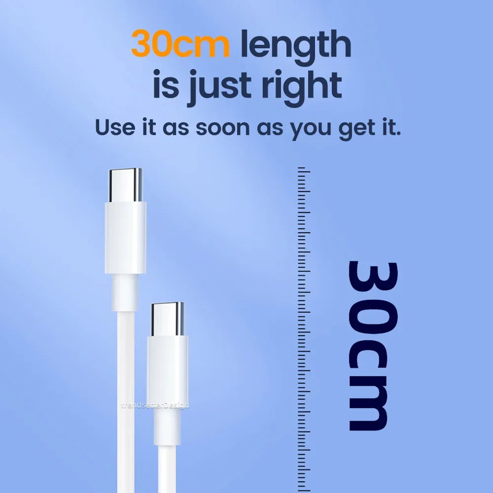 Short 30cm Type C to USB C Cable Fast Charging For Iphone15 Xiaomi Samsung Huawei Power BanK 25cm USB To Type C/USB C Data Cable