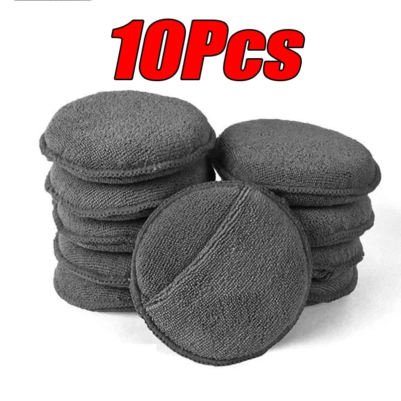 SEAMETAL 5/10Pcs Car Detailing Applicator Pads Car Care Waxing Polish Sponges Soft Microfiber Round Pocket Foam Sponges Car Care