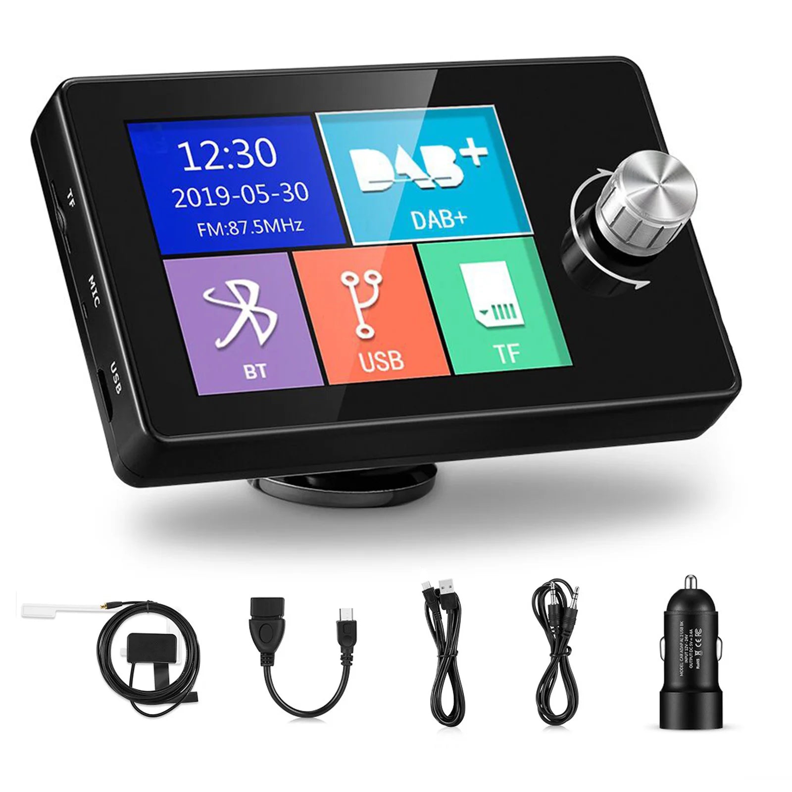 Ezonetronics DAB Radio Receiver In Car with Screen Stereo Sound Digital Signal Antenna Broadcast Adapter FM Transmitter