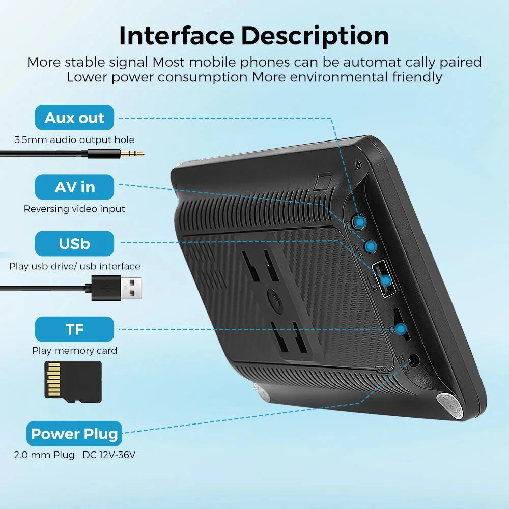 Portable Touch Screen 7inch IPS CarPlay Android Auto Car Radio Multimedia Video Player GPS Navigation  Wifi  Rear View Camera