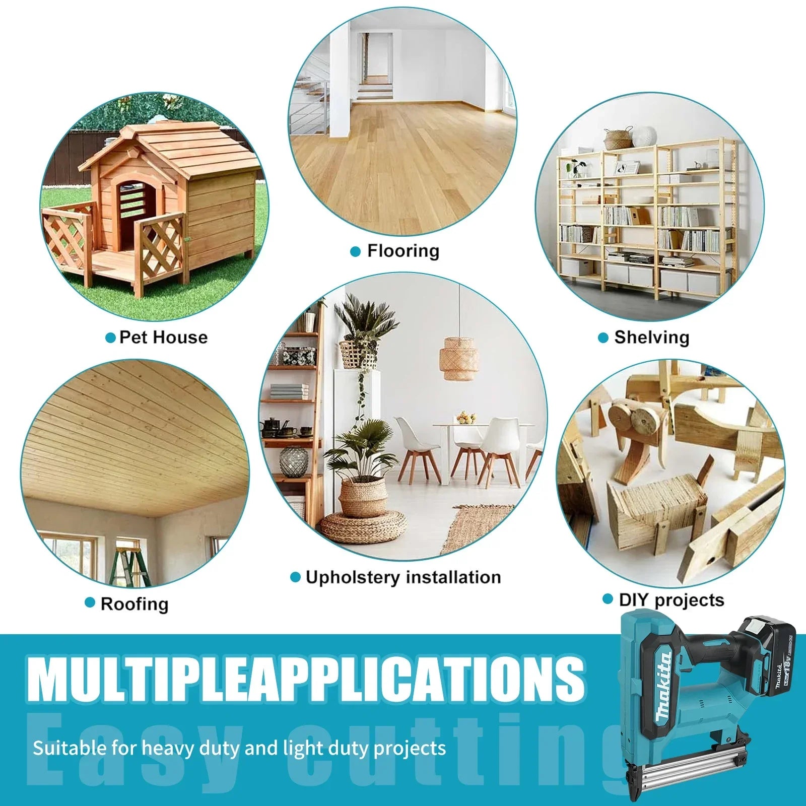 Makita Lithium-Ion Nail Gun:18V, 6.0Ah Battery, 100-Nail Capacity, Cordless, Ideal for Flooring, Shelving & DIY Wood Projects