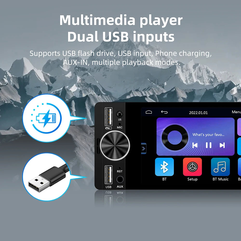 Car Radio Audio 1Din Universal 6.36 inch Car Multimedia Video Player IPS HD Screen USB/Type-C Charge Support BT FM USB AUX Cam