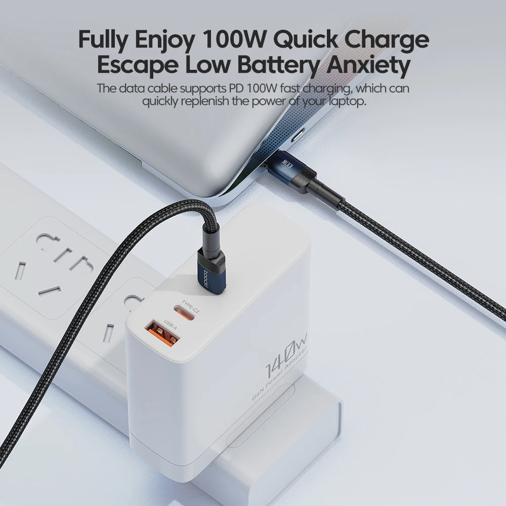 Toocki 100W/5A USB C To Type C Cable PD Fast Charging Charger Wire Data Cord For Macbook Huawei Xiaomi POCO Samsung USB C Cable