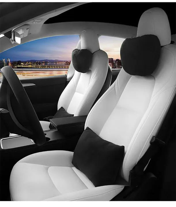 For Tesla Model 3 Y Car Neck Pillow Protective Lumbar Back Support Flocking High-Quality Headrest Lumbar Car Accessories