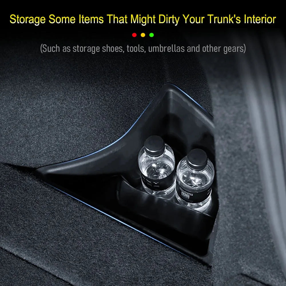 Car Trunk Side Left Right Tidying Packet Storage Box For Tesla Model 3 2024 2025 TPE Felt Mat Cover Organizer Travel Accessories