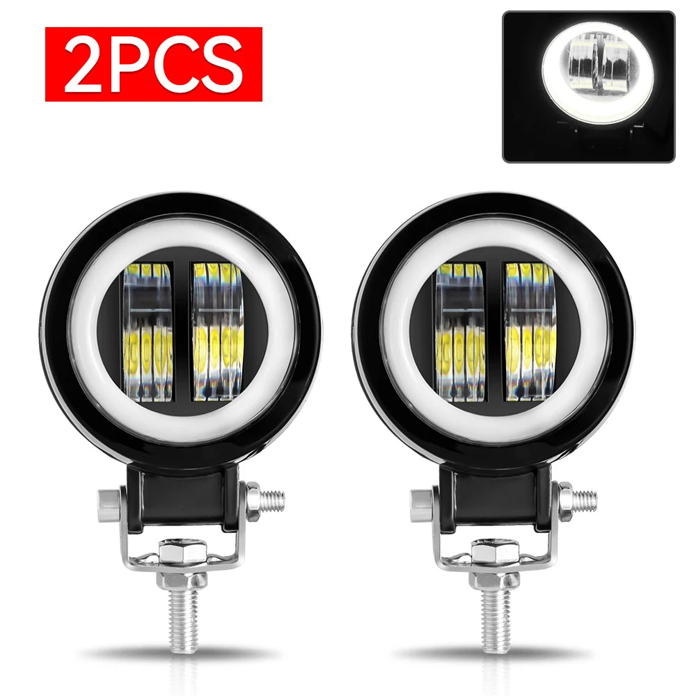 LED Fog Lamp Driving Daytime Off road Led Light Headlight 3'' 20W Motorcycle Halo Lamps For Jeep ATV 12V 24V SUV Worklight Beams