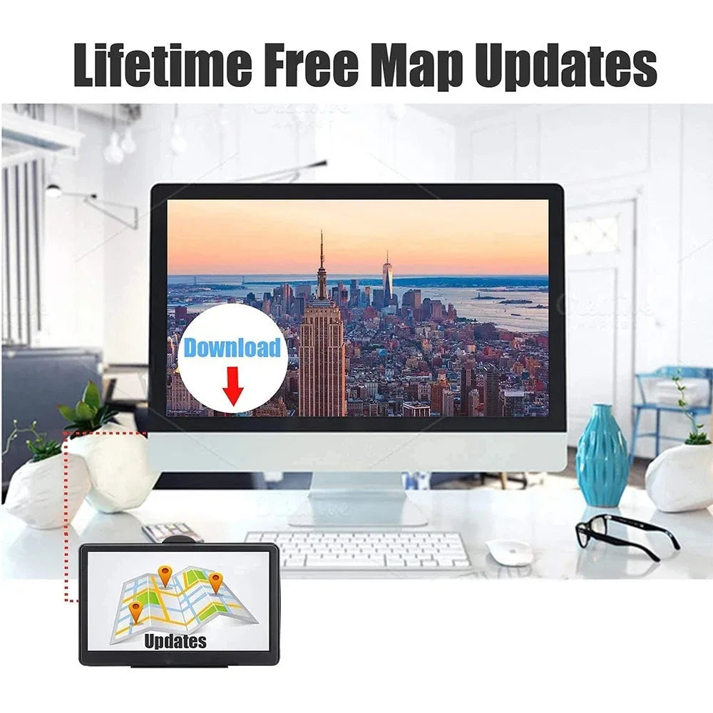 2025 New Europe Car GPS Navigation 7 Inch 5 Inch Touch Screen GPS Navigator Truck Sunshade Sat Nav 256M+8G Map GPS Navigators