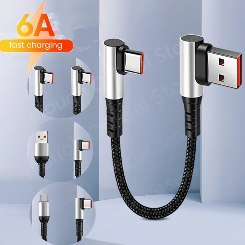 Elough 0.25/0.5M 6A USB Cable Type C Fast Charging Cable Data Cord Power Bank Wire For iPhone 15 IPad C To C cavo usb type c