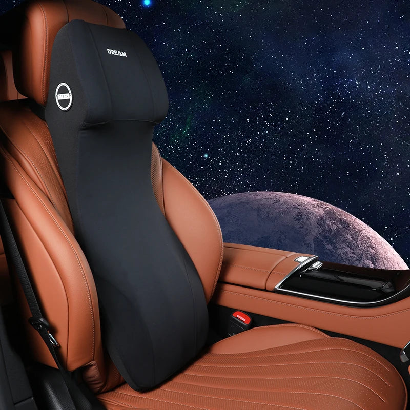 Car Leather Headrest Lumbar Support Memory Foam Car Rest Neck Pillow Back Cushion Seat Waist Supports Car Interior Accessories